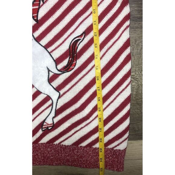 Blizzard Bay Ugly Sweater Small Christmas Unicorn Red White Candy‎ Stripe - Picture 8 of 8